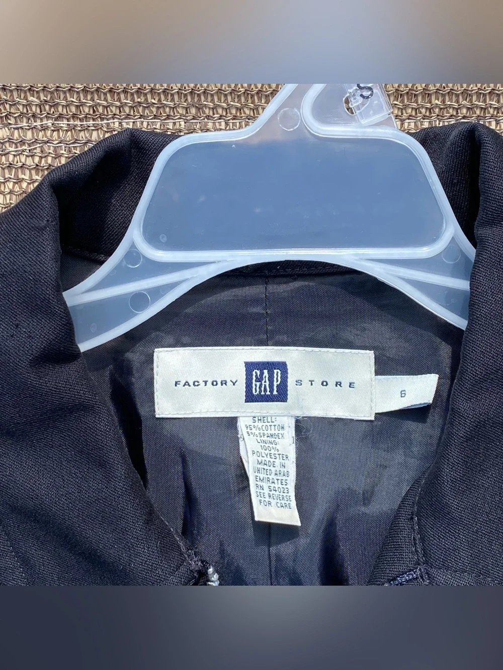 Gap Factory Vintage Y2K Black Zip Up Collared Jacket Size 6